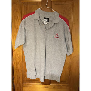 Puma Men's Grey and Red Short Sleeve Polo Shirt